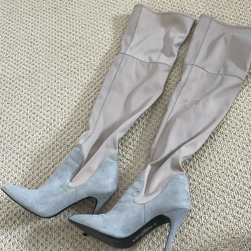 Charles David size 8 knee high boots grey